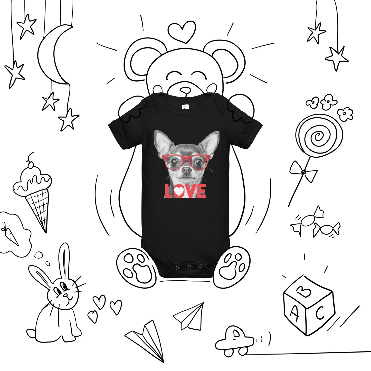 Chihuahua love Baby short sleeve one piece