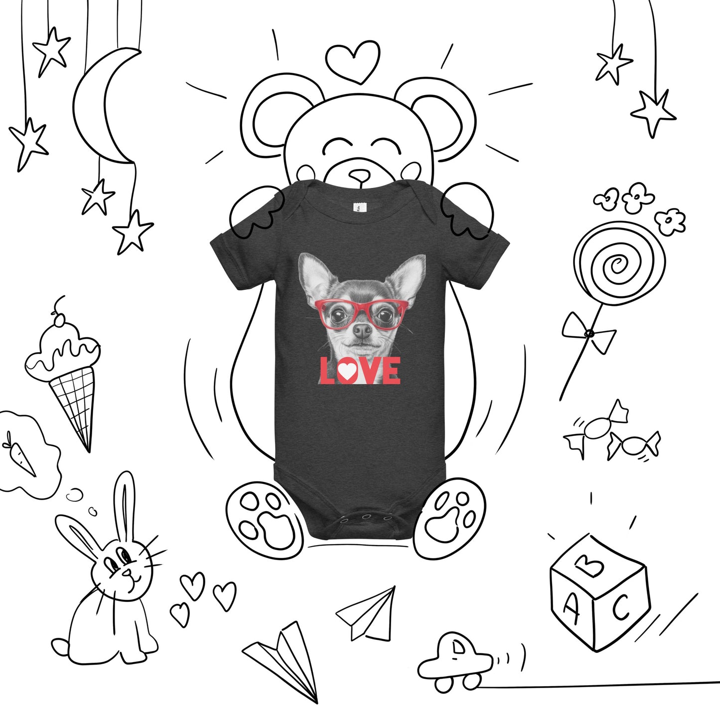 Chihuahua love Baby short sleeve one piece