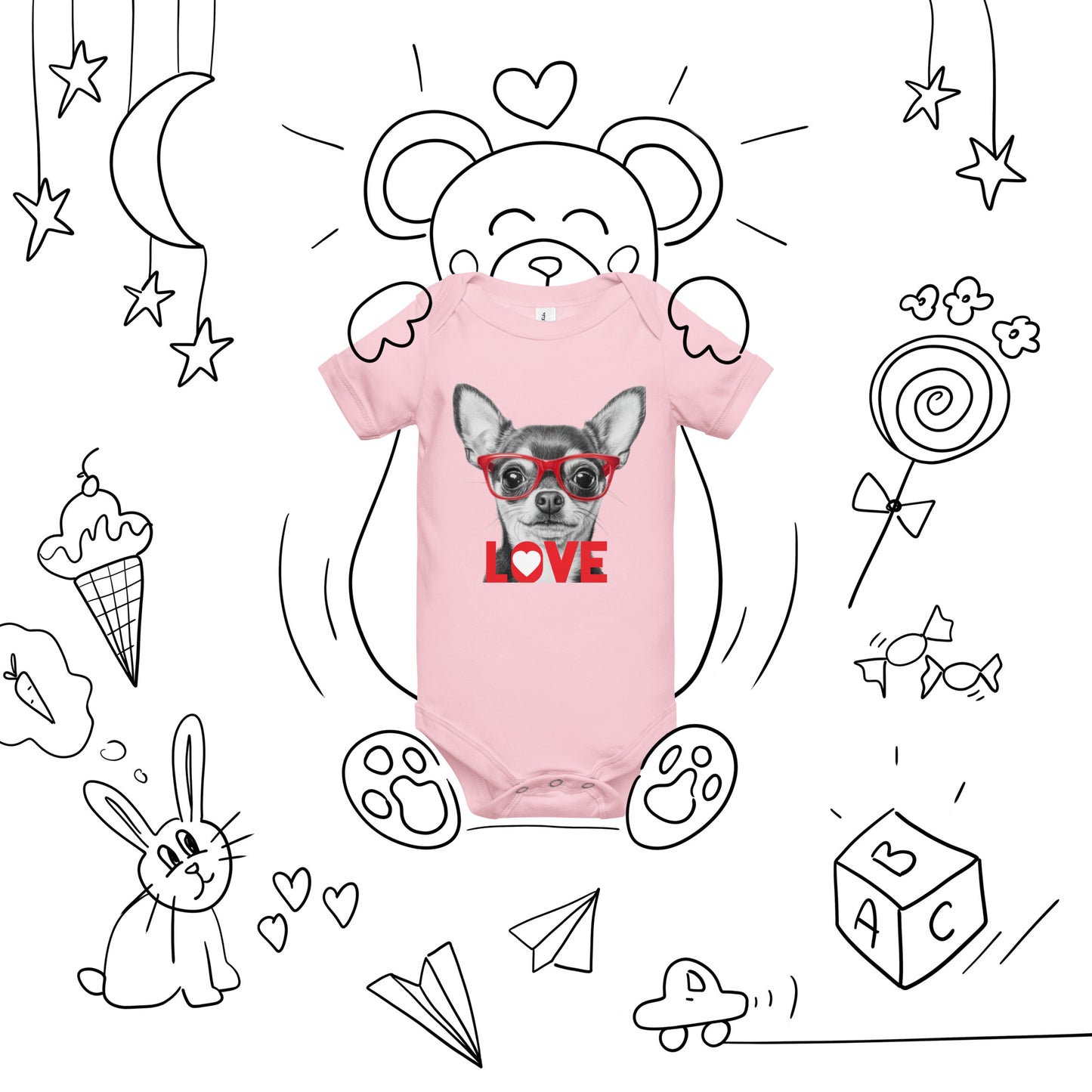 Chihuahua love Baby short sleeve one piece