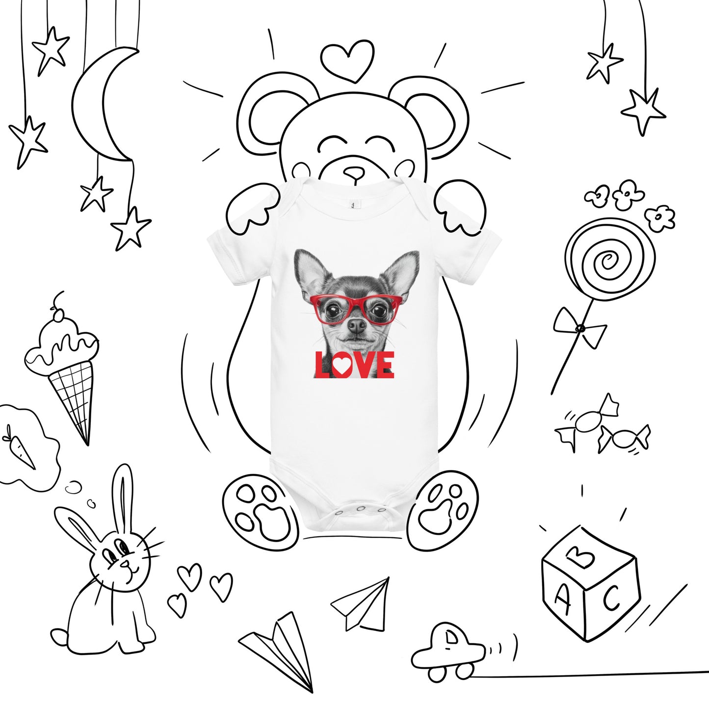 Chihuahua love Baby short sleeve one piece