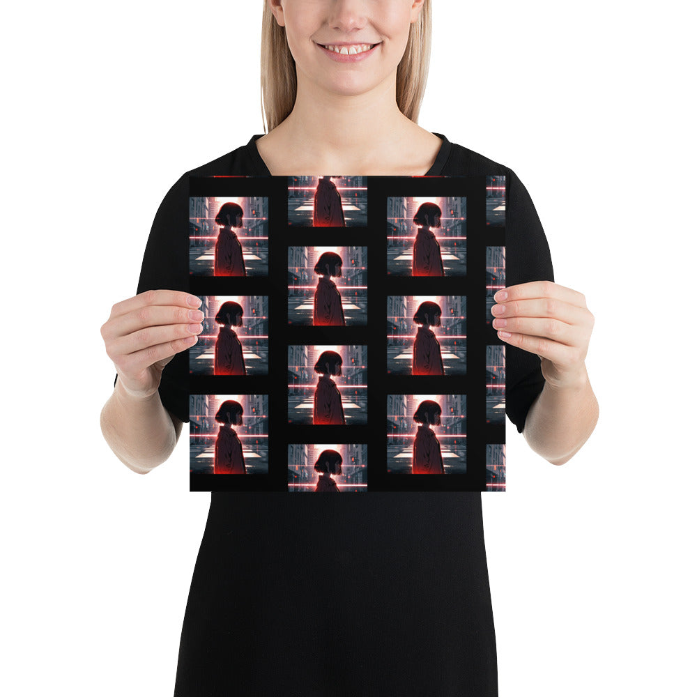Thoughtful girl Photo paper poster
