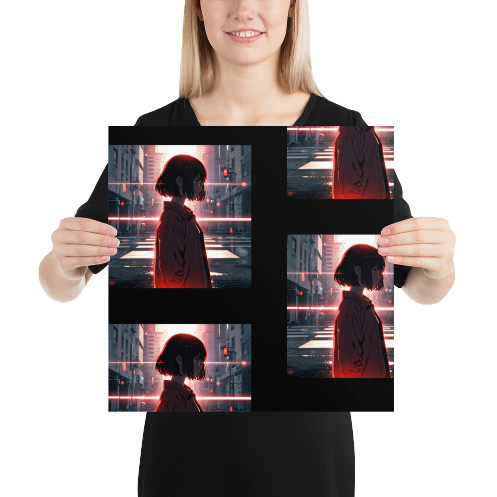 Thoughtful girl Photo paper poster