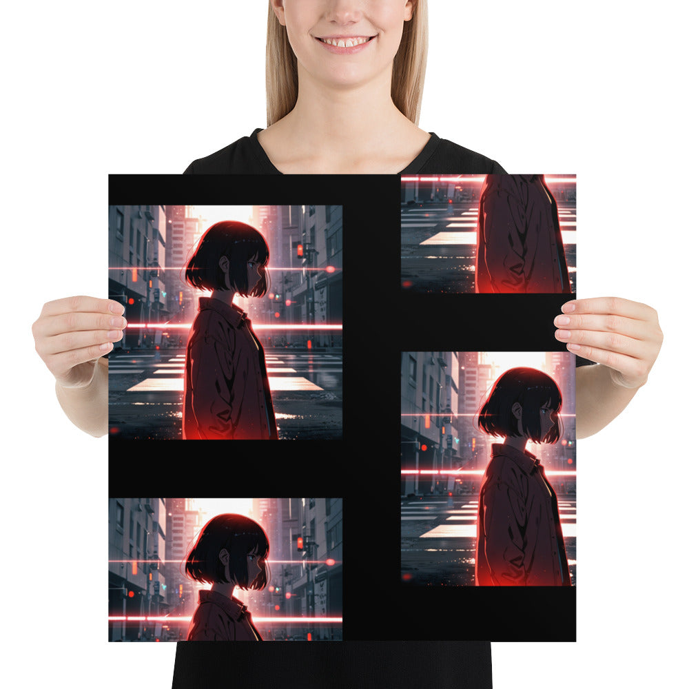 Thoughtful girl Photo paper poster