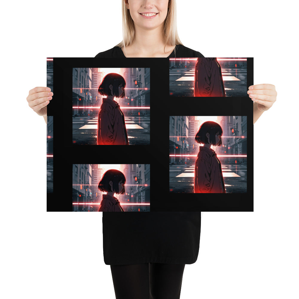Thoughtful girl Photo paper poster