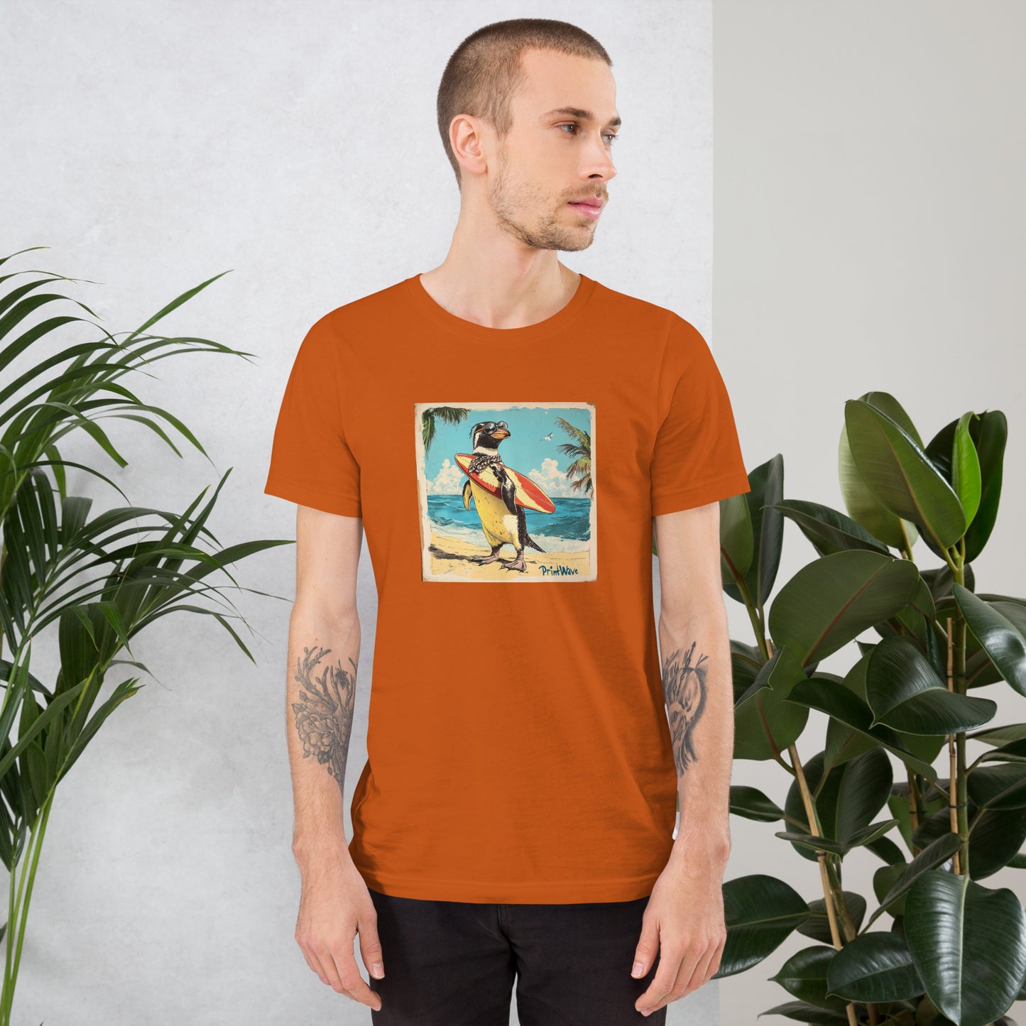 Surfer penguin Unisex t-shirt