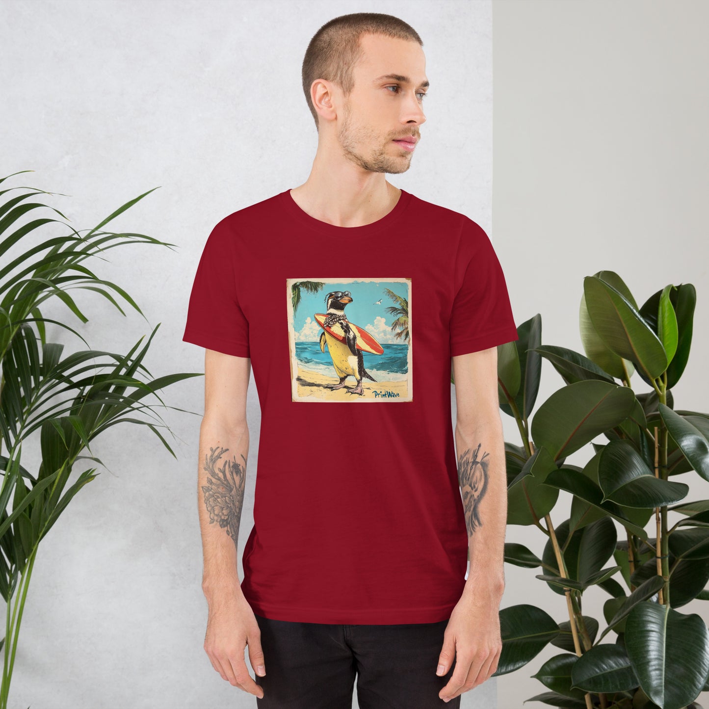 Surfer penguin Unisex t-shirt