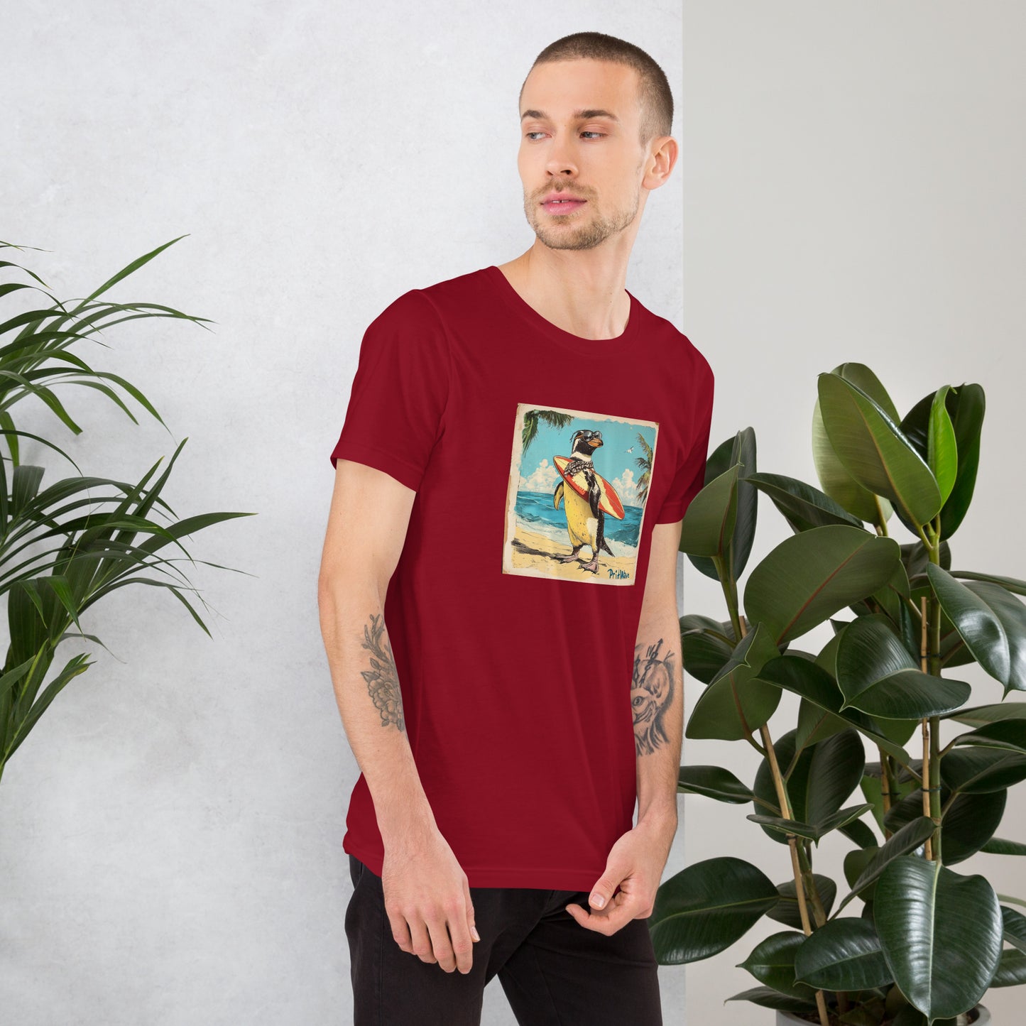Surfer penguin Unisex t-shirt