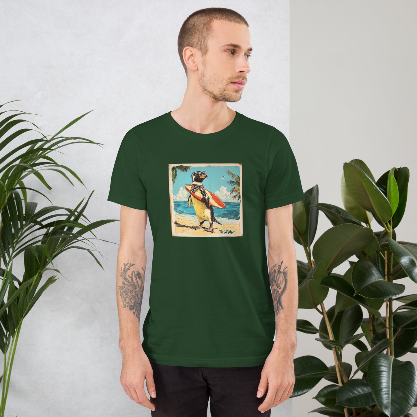 Surfer penguin Unisex t-shirt