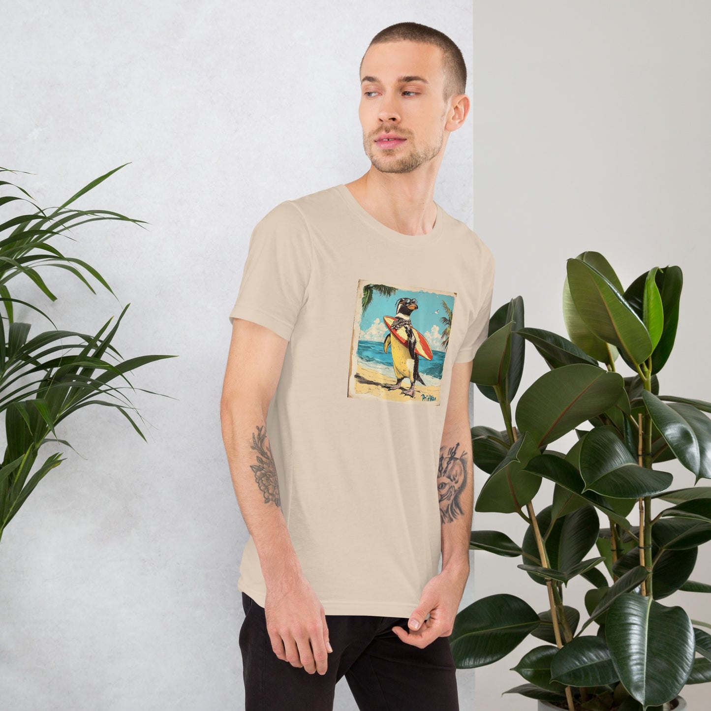 Surfer penguin Unisex t-shirt