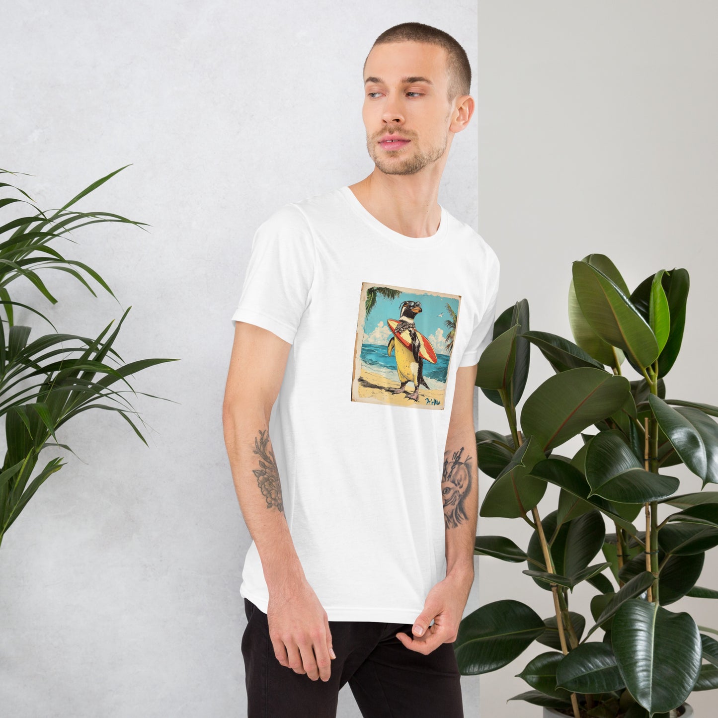 Surfer penguin Unisex t-shirt
