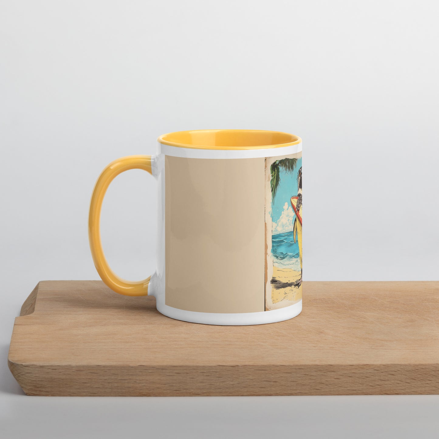 Surfer penguin Mug with Color Inside