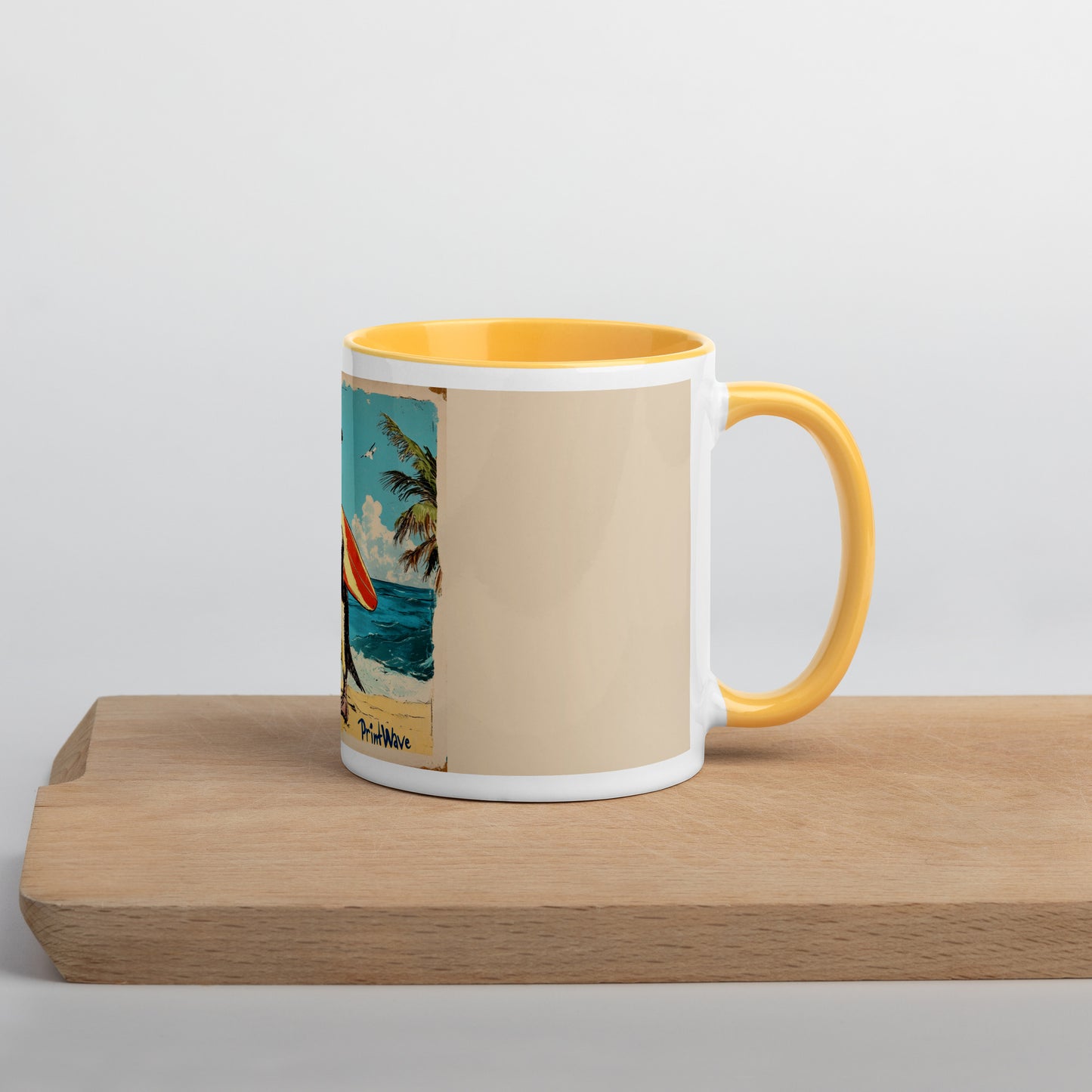 Surfer penguin Mug with Color Inside