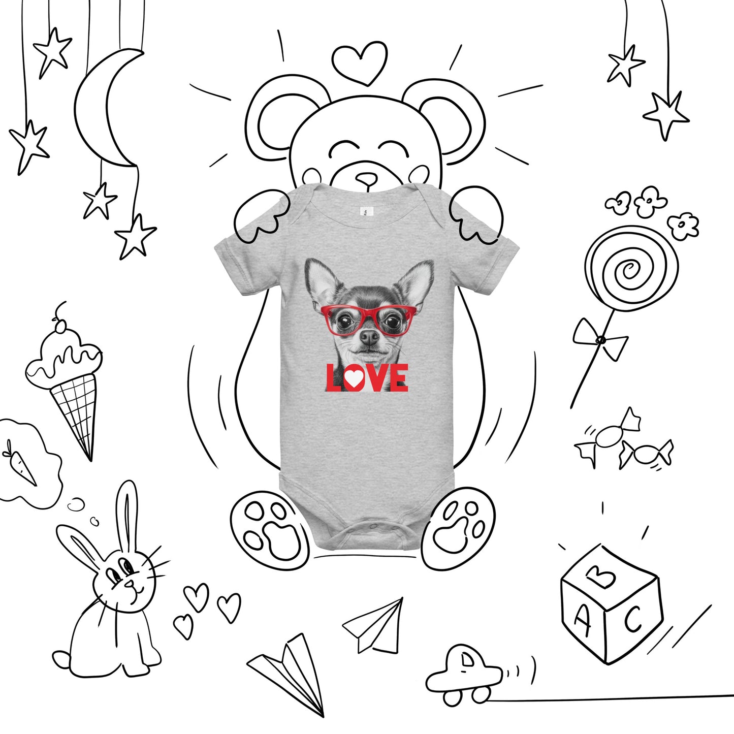 Chihuahua love Baby short sleeve one piece