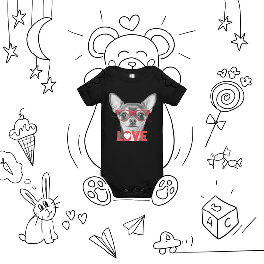 Chihuahua love Baby short sleeve one piece