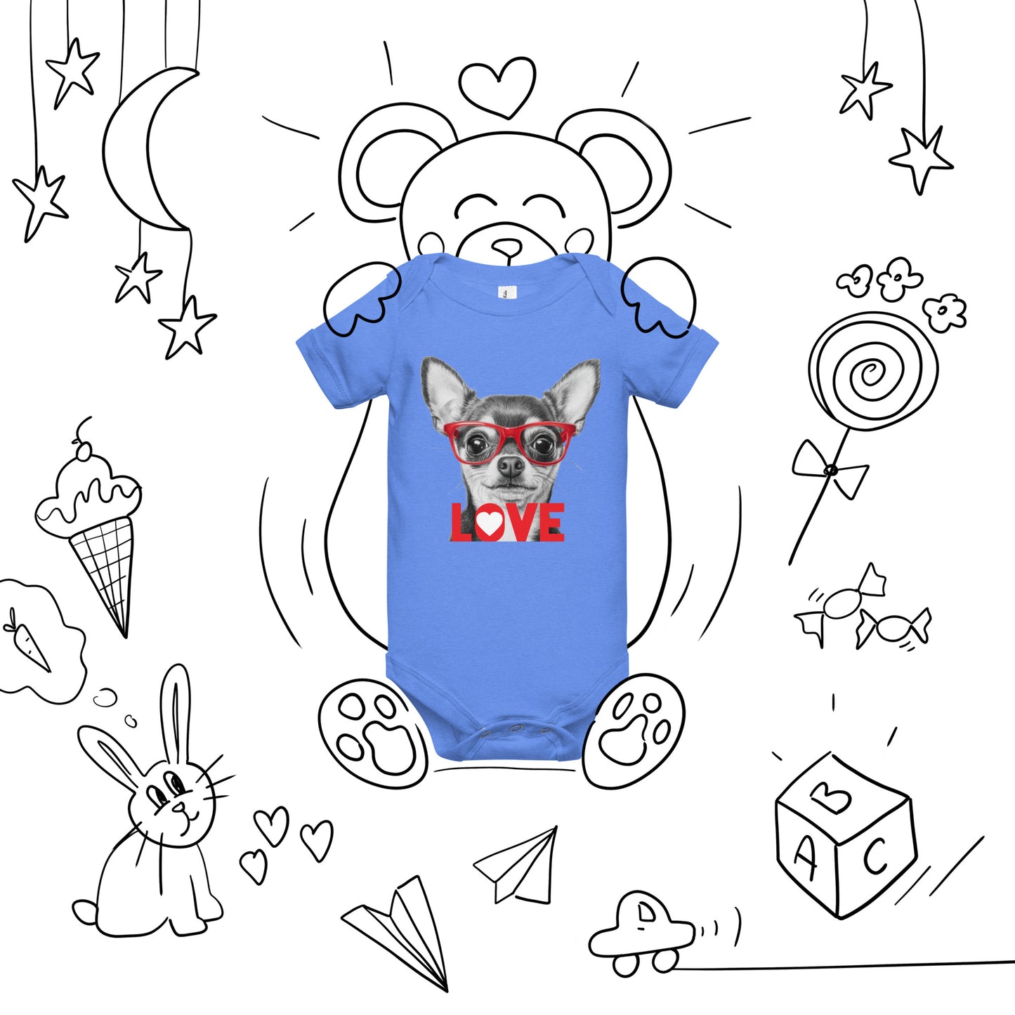 Chihuahua love Baby short sleeve one piece