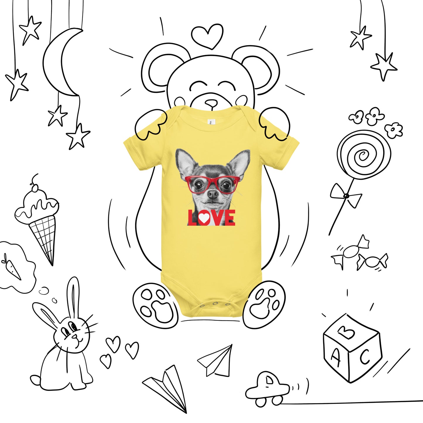 Chihuahua love Baby short sleeve one piece