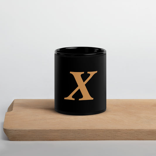X Gold Black Glossy Mug