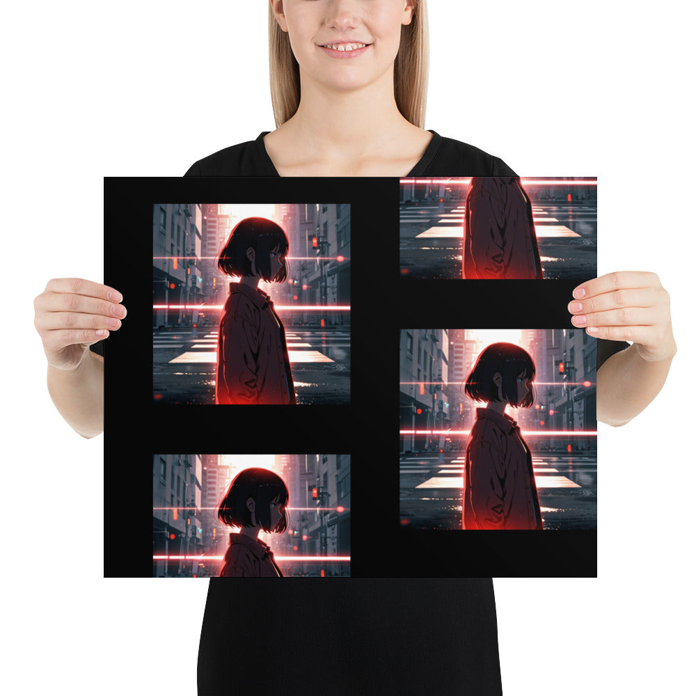 Thoughtful girl Photo paper poster