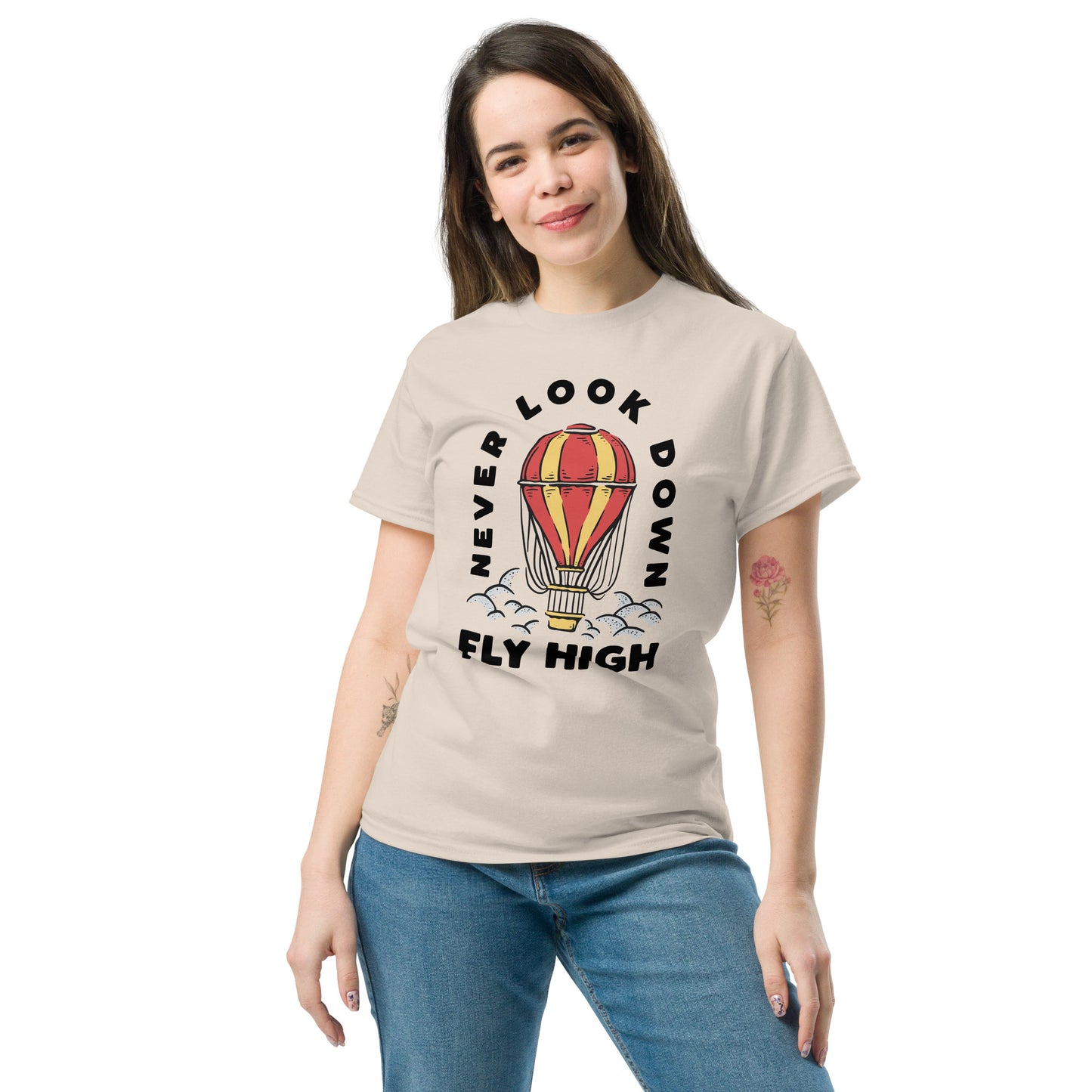 Never look down fly high Unisex classic tee