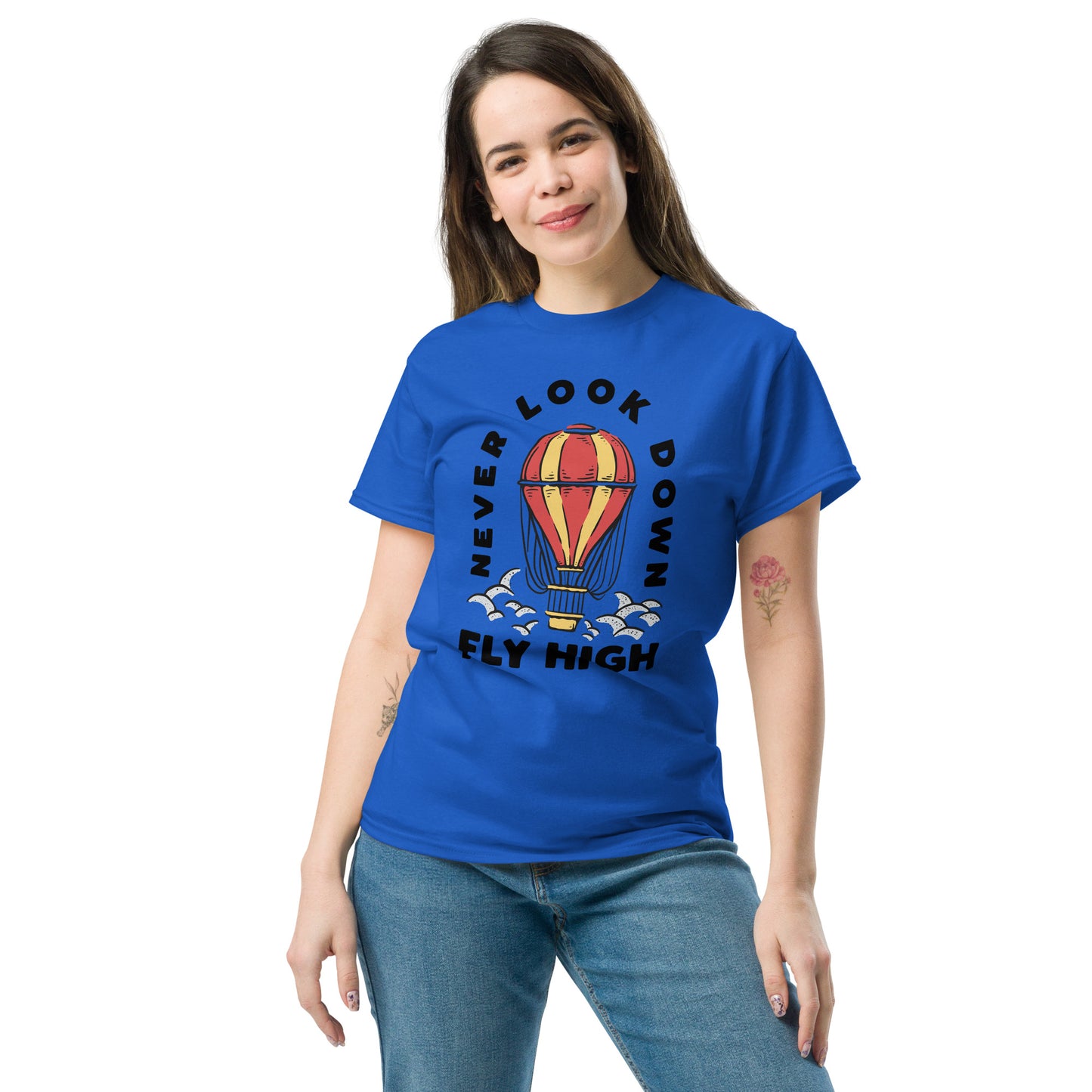 Never look down fly high Unisex classic tee