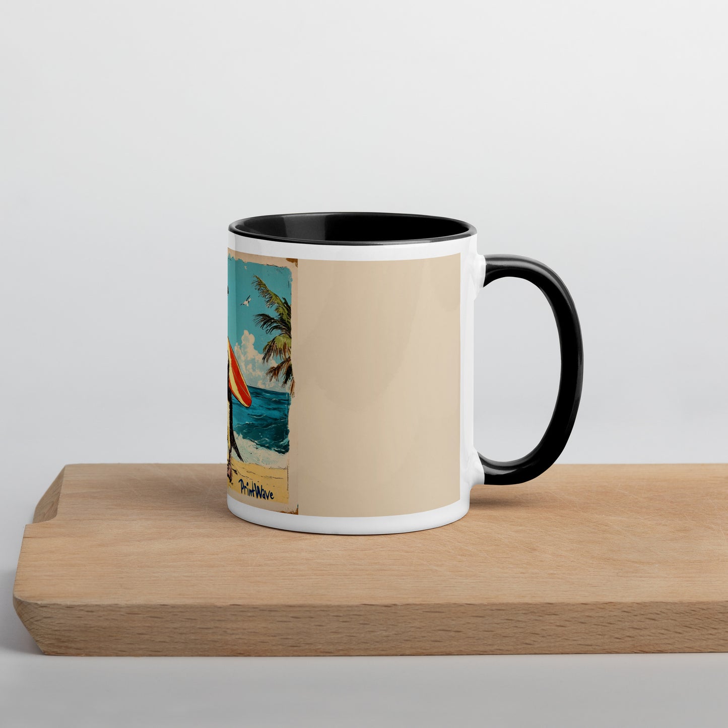 Surfer penguin Mug with Color Inside