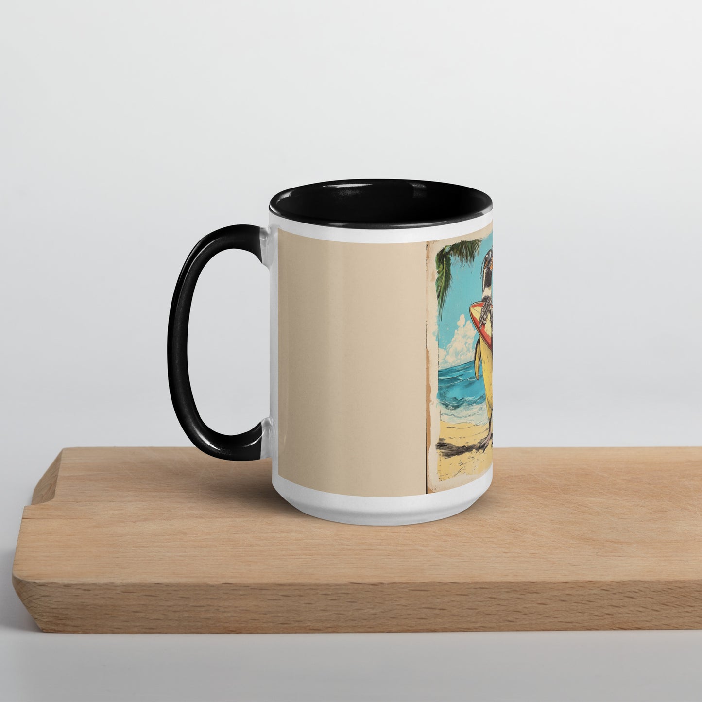Surfer penguin Mug with Color Inside