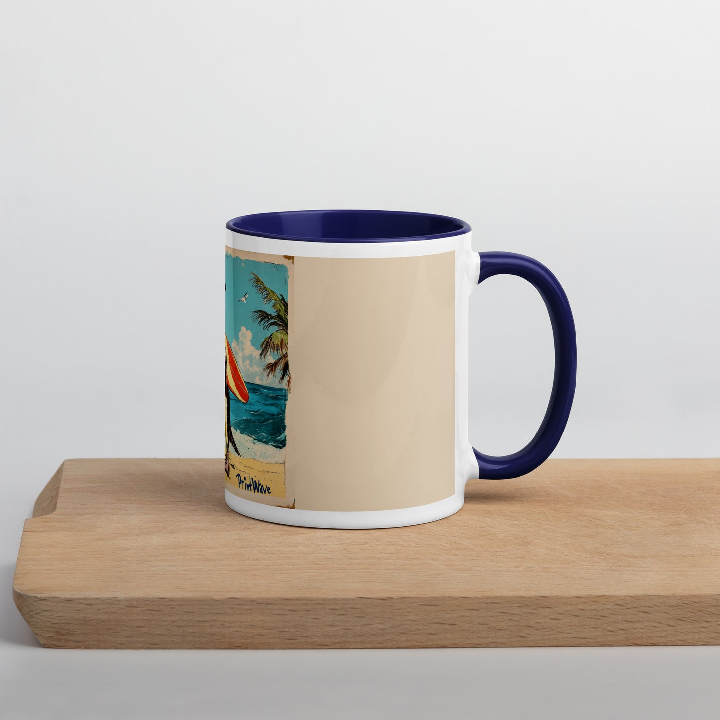 Surfer penguin Mug with Color Inside