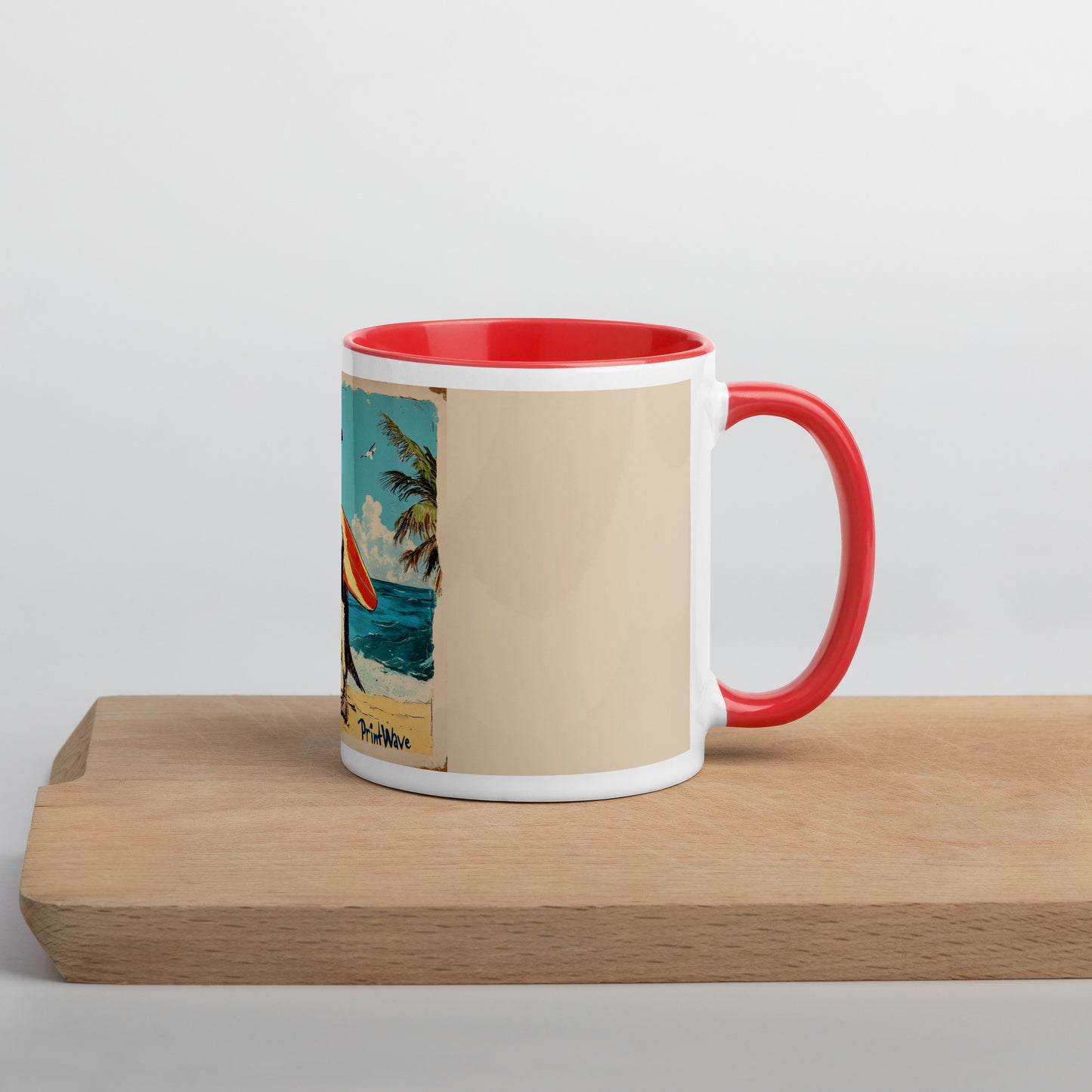 Surfer penguin Mug with Color Inside