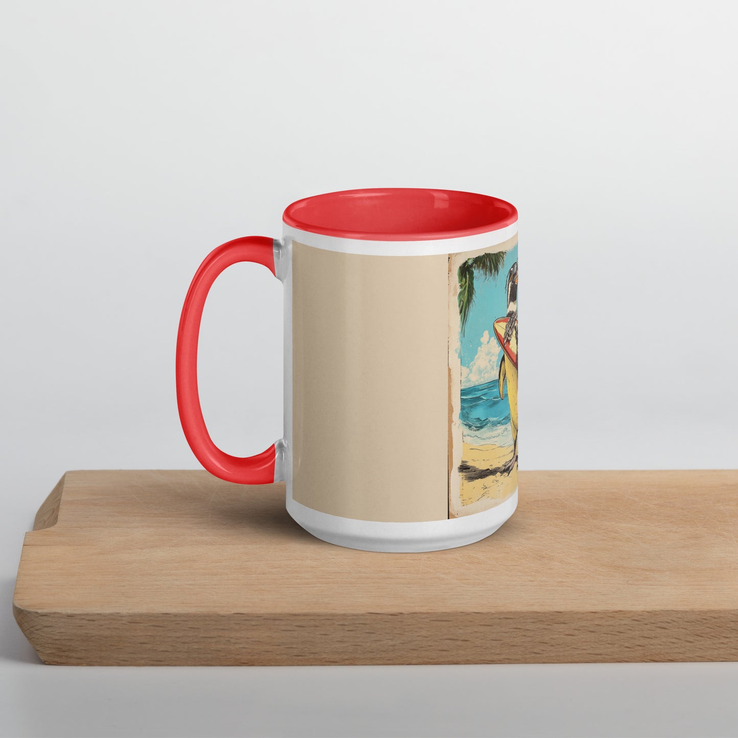 Surfer penguin Mug with Color Inside