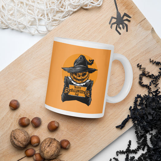 Happy Haloween's Day White glossy mug